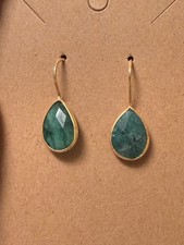 Handmade Sterling Silver Emerald Dangle Earrings