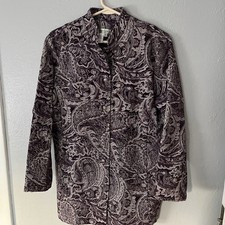 Coldwater Creek Purple Paisley Jacket Blazer Sz M elegant mature classic