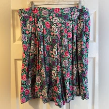 Vintage 80s/90s Gitano Floral High Waist Shorts Purple Pink Womens Plus Size 22W