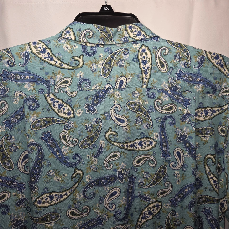 VTG Classic Elements Women's Blue Paisley Long Sleeve Shirt Large Foto 4 de 4
