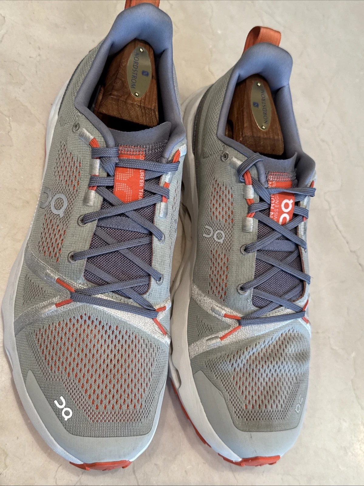ON ‘CLOUDSURFER TRAIL’ MENS LIGHT GREY/ORANGE SNEAKER/RUNNING SHOE SZ 11.5 $169