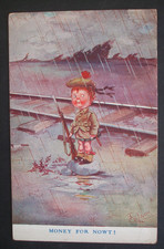 WW1 T GILSON Comic SCOTTISH SOLDIER RIFLE BAYONET GUARD RAILWAY LINE EASY MONEY
