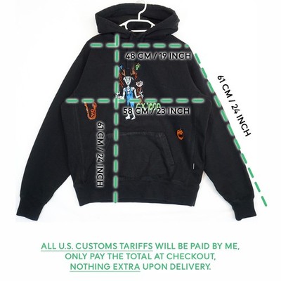 GX1000 ブラック フーディ キャラクター刺繍 GX1000 Black Halloween Cotton Hoodie Men's Oversized Size S | eBay