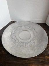 Vintage ARTHUR ARMOUR Hand Hammered Aluminum Sundial Zodiac Tray Platter 16"