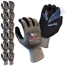 Quest Graphene Cut/Puncture Resistant Work Gloves - 12 Pairs - Lightweight, Dura
