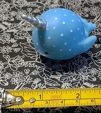 Soft Plastic Polka Dot Narwhal Figure Toy Silver Horn Miniature Sea life Marine
