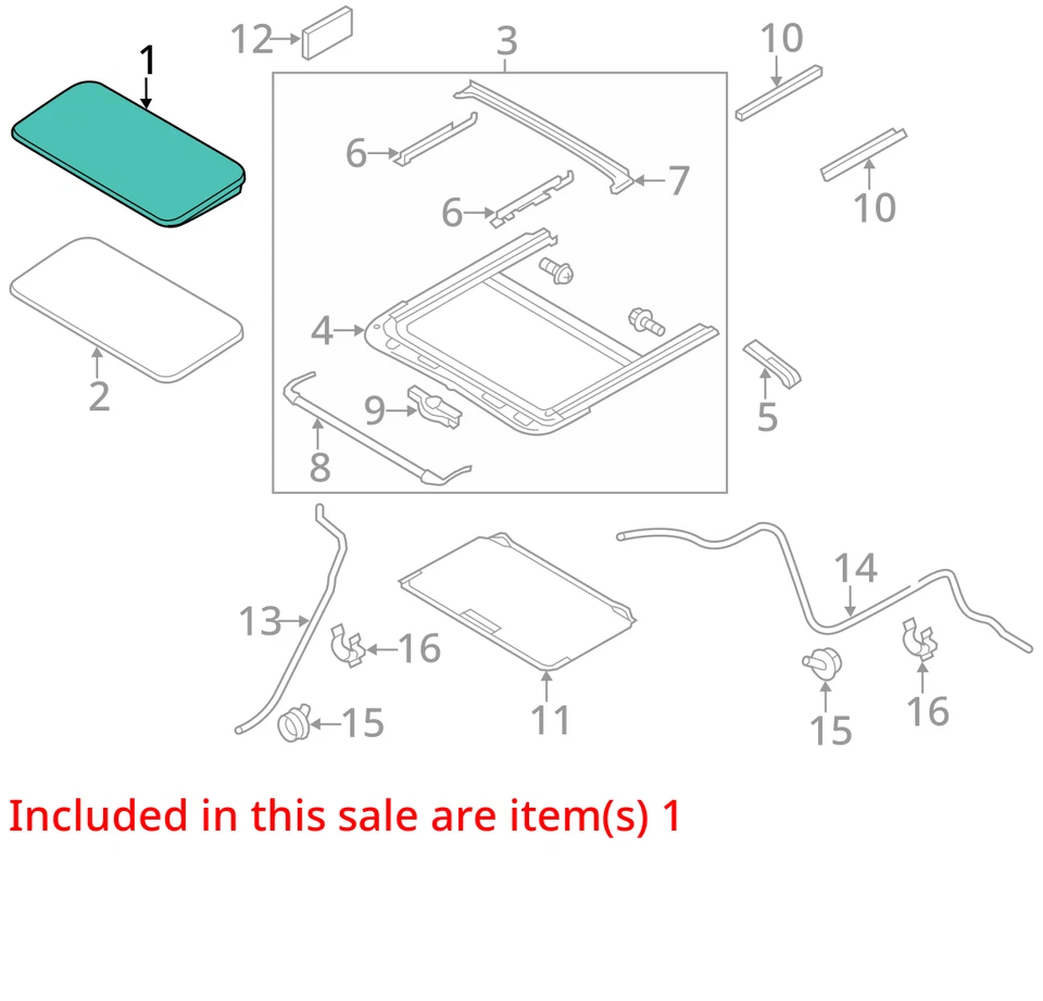2014-2024 INFINITI QX80 SUNROOF GLASS WINDOW & TRACK W/SHADE & MOTOR OEM — 第 3/4 张图片