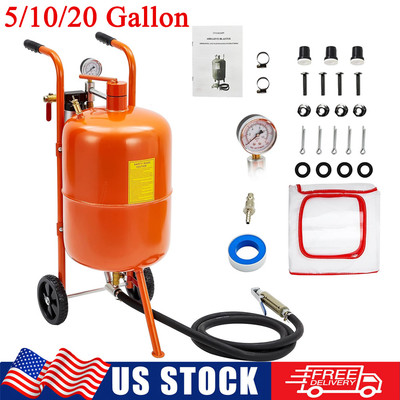 #ad #ad 5 10 20 Gallon Sandblaster Portable Air Sand Blaster Media Abrasive w 4 Nozzles $139.99