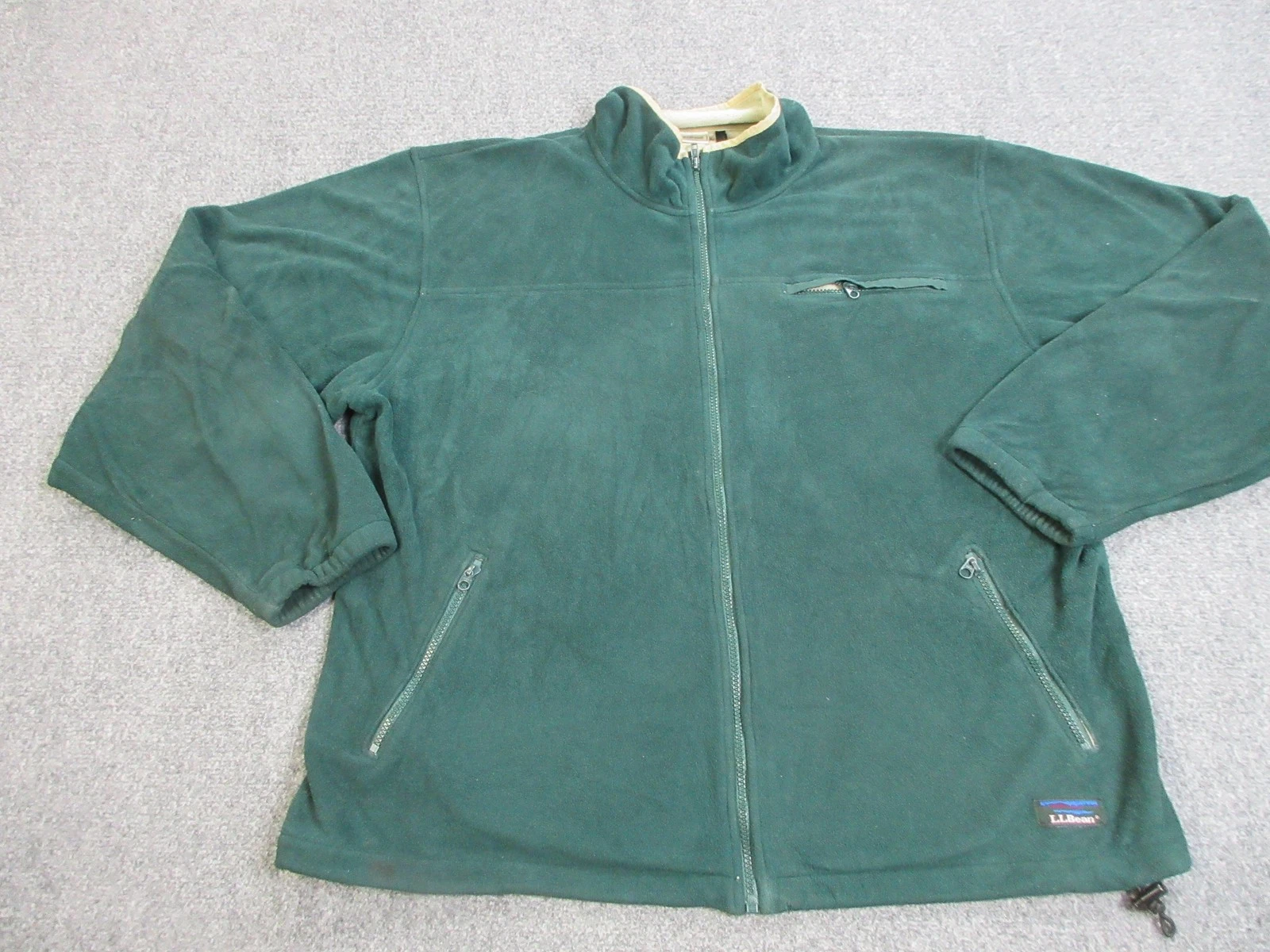 VIntage L.L.Bean Jacket Mens Large Green Polartec Windbloc Fleece Full Zip