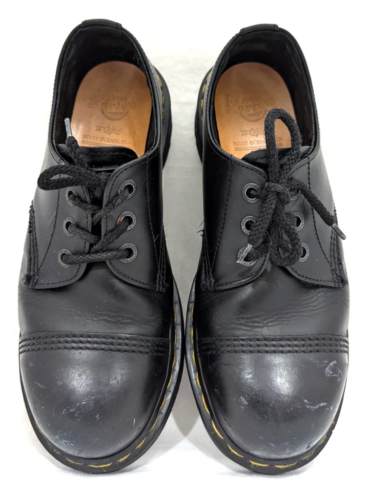 Vtg 90s DR MARTENS Shoes 9875 STEEL TOE Oxfords Made in ENGLAND US M 8 W 9 EUC * - Image 3 of 4