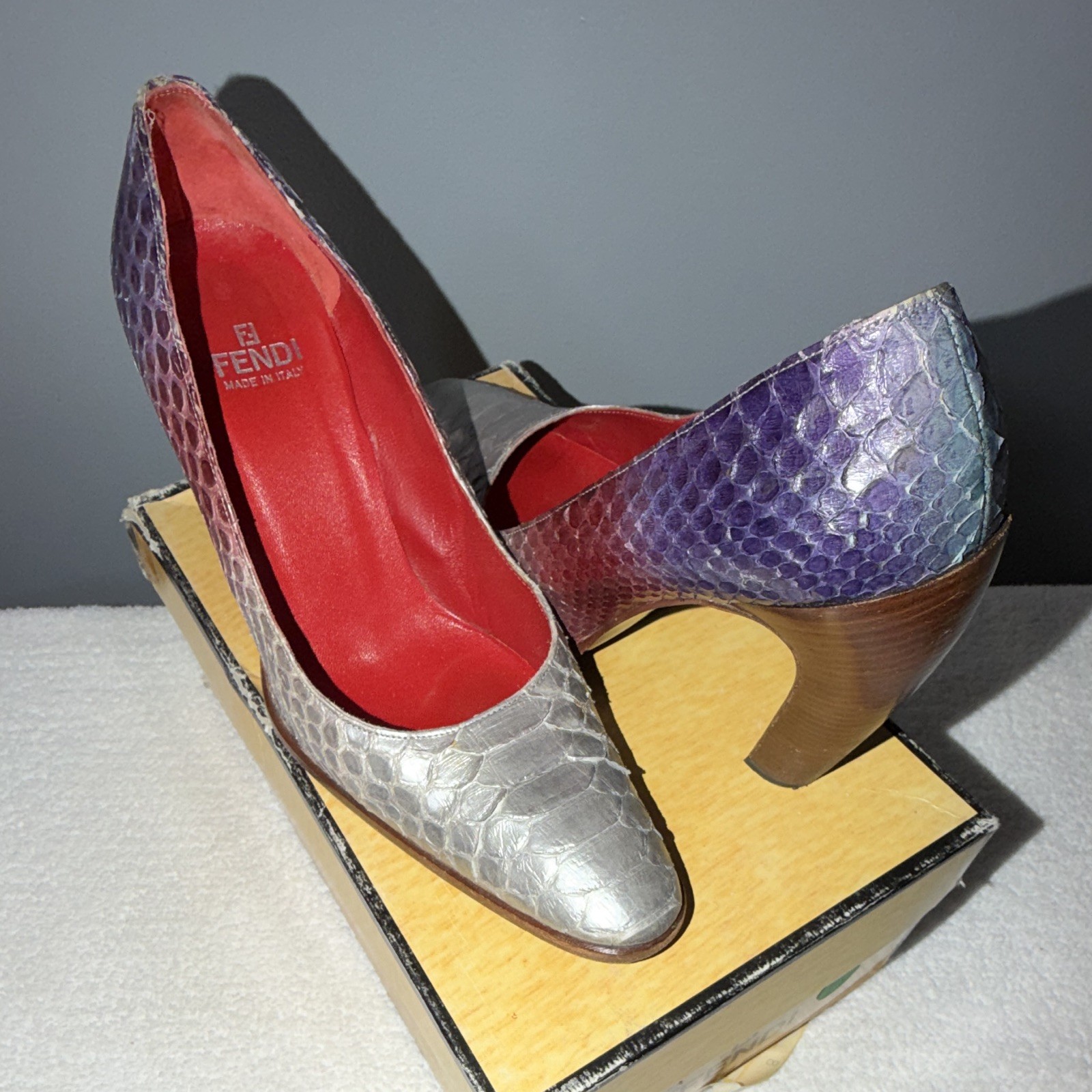 Authentic Fendi Alligator Leather Multi Color Pumps US Size 8 One of a Kind!!