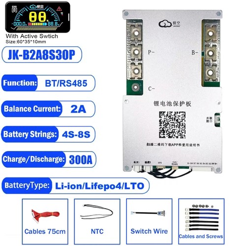 JK Smart BMS 4S-8S 100A-300A Li-Ion LiFePo4 Active Balancer BMS BT/RS485 Posten - Bild 28 von 30