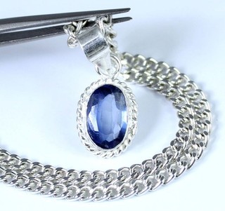 Colgante de cumpleaños certificado con piedras preciosas ovaladas de 11 x 7 mm zafiro azul natural de 3 40 quilates