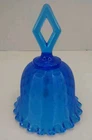 Vintage Fenton Royal Cobalt Blue Bell  Threaded Diamond Optic Pattern 1970s