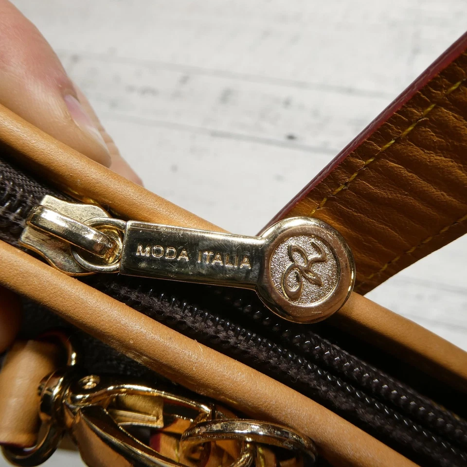 Rioni Moda Italia Bolso de Mano Mujer Marrón Monograma Bolso de Hombro Cuero Tostado Cartera Foto 4 de 4