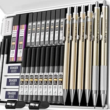 Nicpro 34PCS Art Mechanical Pencil Set, Metal Drafting Pencil 0.3 mm & 0.5 mm & 