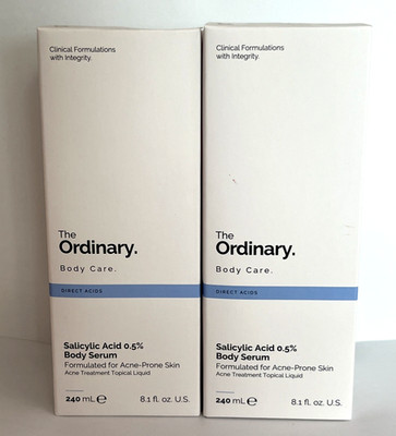 The Ordinary Body Care Salicylic Acid 0.5% Body Serum Set 2 x  8.1 oz Exp 3/2026