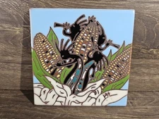 Earthtones Kokopelli Hand Glazed Decorative Wall Ceramic Art Tile Southwest Corn
