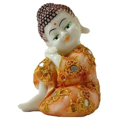 Estatua De Buda Monje Pequeño De Piedra Naranja B3 - Imagen 1 de 3