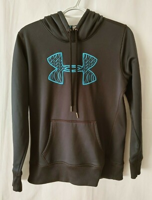 Under Armour Pullover Hoodie Blue/Black Hood Lining & Logo Black Youth L  #12822