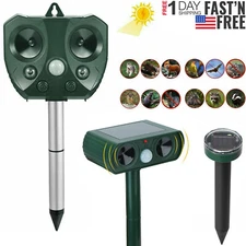 Solar Power Ultrasonic Animal Repeller Pest Repellent for Cat Deer Fox Raccoon