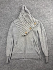 Emu Australia Willoughby Merino Wool Sweater Women's S Gray Zip Up Cowl Neck