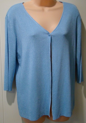 "Liz Jordan" Blue cardigan - 3/4 sleeve - Size L
