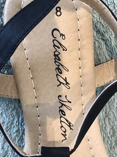 Sandals Ladies Toe Post Elizabeth Shelton Black/Diamonte Size 8 Brand New - Picture 3 of 4
