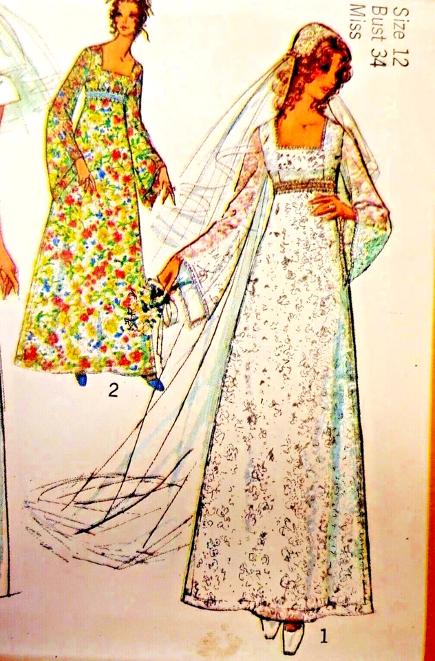 Simplicity 9936 Misses Bridal Gown Size 12 Bust 34 VTG Miss Bride Wedding  UNCUT - Image 4 of 4