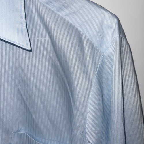 Sears Perma Prest Men's Shirt 16 32-33 Button Up Light Blue Retro Vintage - Picture 5 of 14