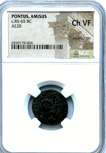 PONTUS AMISUS c85-65 BC MITHRADATES VI - AE20 - NGC CH VF - FREE SHIPPING!