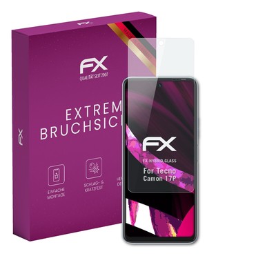 atFoliX Glasfolie für Tecno Camon 17P Displayfolie 9H Schutzpanzer