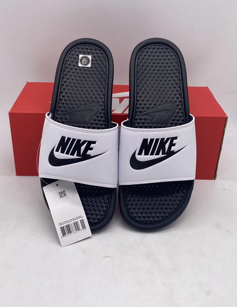 vredig West overzien Nike Benassi JDI Sandals Slippers Slides Flip Flops White 343880-100 Mens  Size | eBay