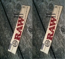 TWO Packs! RAW CLASSIC FOOT LONG 12" Length UNBLEACHED Cigarette Rolling Papers