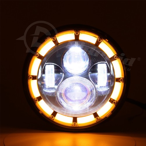 7" inch LED Headlight H4&Halo Ring DRL Fit For Honda Goldwing Yamaha Road Star - Picture 2 of 16