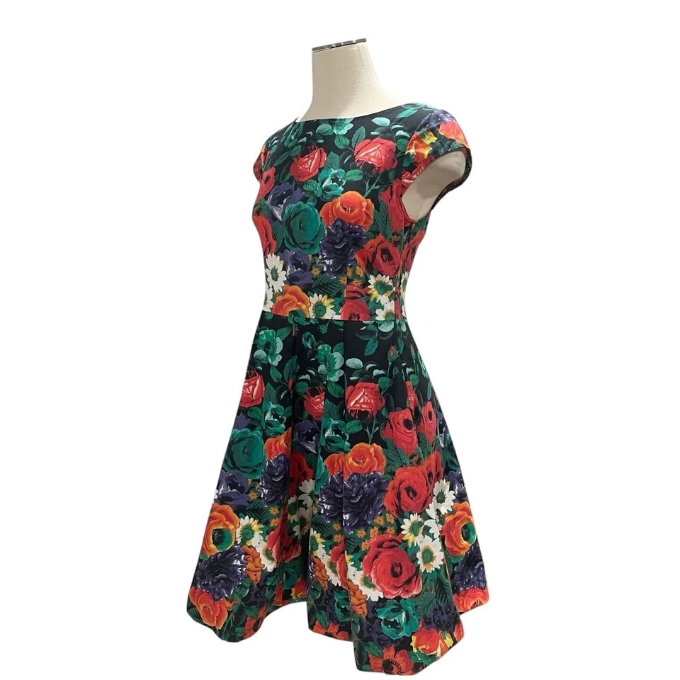 Floral Fit And Flare Dress Feminine Retro Cottagecore Coquette Garden Party Bold - Image 4 of 4