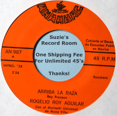 Rogelio Roy Aguilar Arriba la Raza /Saboreando #B VG+ LATIN Spanish 45 7'' Vinyl