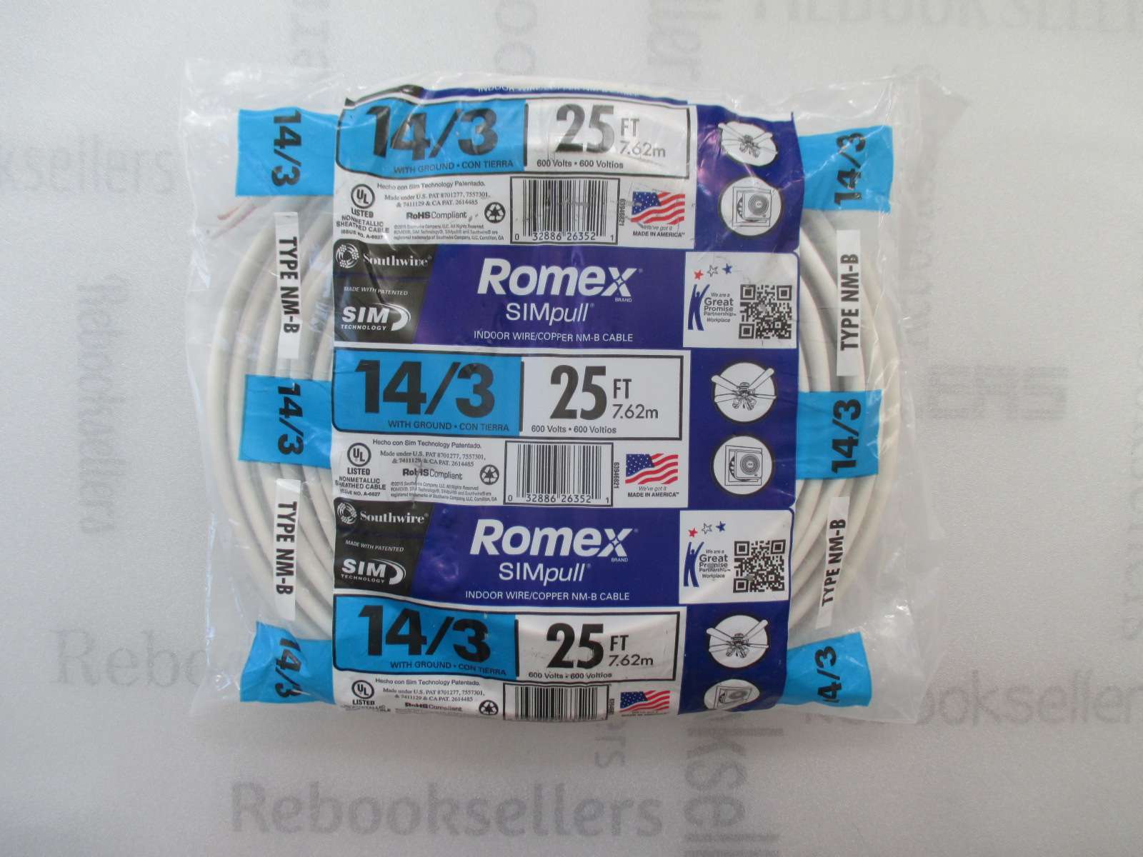 Southwire+25+Ft.+14%2F3+Solid+ROMEX+Type+Nm-b+WG+Non-metallic+Wire for ...