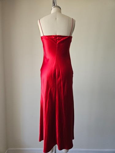 REFINE The CAROLYN Strappy Bias Dress RED Silk Satin MIDI Gown NWOT $510 - Picture 5 of 8