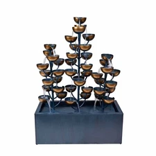 Zinc Metal Fountain-Multi-Level Cups 42 in H Home Garden Decor Indoor/Outdoor