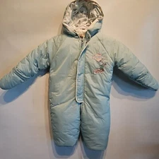 VTG Harley Davidson Born To Ride Snow Suit Winter Bunting 24 Month Pastel Blue