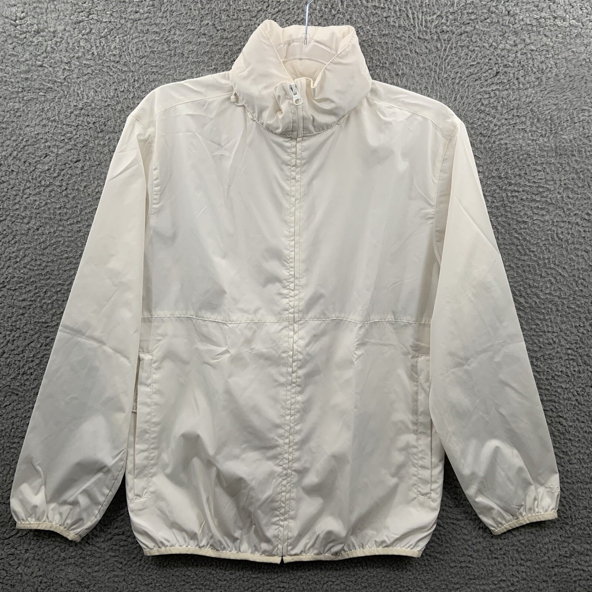 Izod Jacket Women Small White Full Zip Windbreaker Hoodie