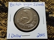 British Virgin Islands 1 Dollar 2005 Cu-Ni Uncirculated - Dolphins