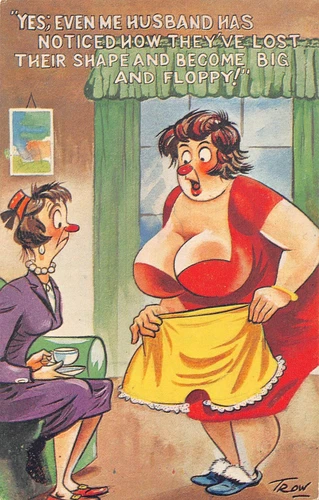 POSTCARD COMIC RISQUE FAT LADY BOOBS KNICKERS LOST THEIR SHAPE AND FLOPPY