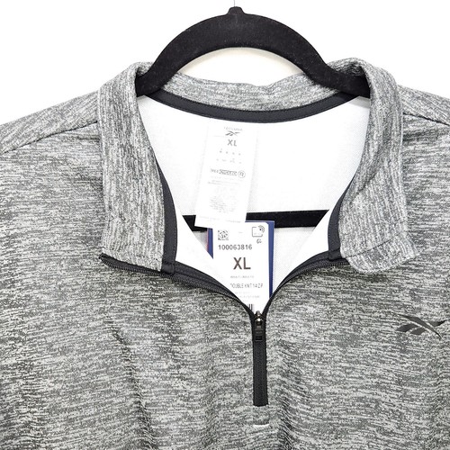 Reebok Men’s XL Long Sleeve Pullover Quarter Zip Training Sweatshirt Gray - Picture 4 of 13