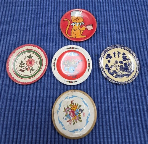 Vintage Tin Litho Group 5 Mini Plates Ohio Art
