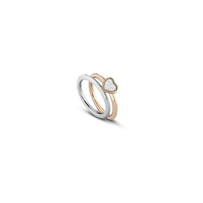Ops Object Ring Glitzer Herz Doppel Stahl