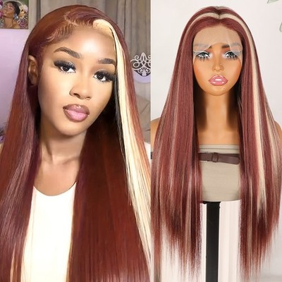 Ombré mixed brown lace front wig Amazon.com : 4/27 Highlight Ombre 13X4 Short Body Wave Lace  main image 2