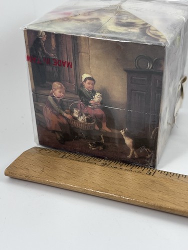 Cubo Mágico Bloque Plegable Cuadro Puzzle Niños Gatos Escenas 3"x3" De Colección - Imagen 4 de 5