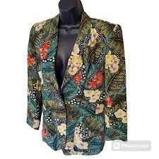 Vintage 80s Tropical print Liz Claiborne blazer size petite 2